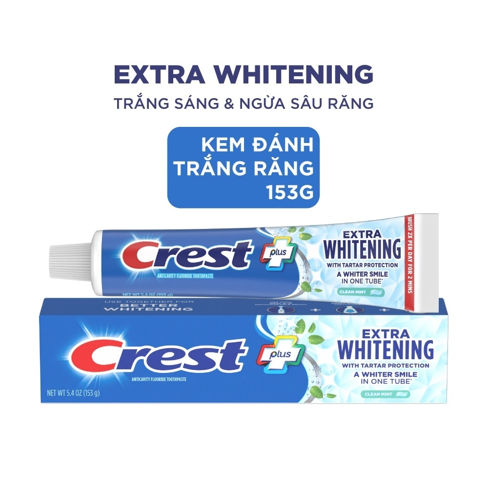 Kem Đánh Răng Crest+ Extra Whitening Clean Mint Toothpaste 153g