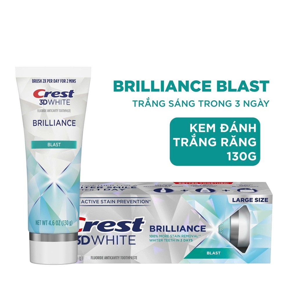 Kem Đánh Răng Crest 3D White Brilliance Blast Toothpaste 130g