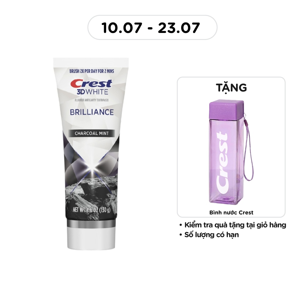 Kem Đánh Răng Crest 3D White Brilliance Charcoal Mint Toothpaste 130g