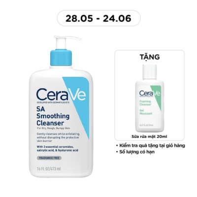 CERAVE - Sữa Rửa Mặt CeraVe SA Smoothing Cleanser Làm Sạch Dịu Nhẹ 473ml