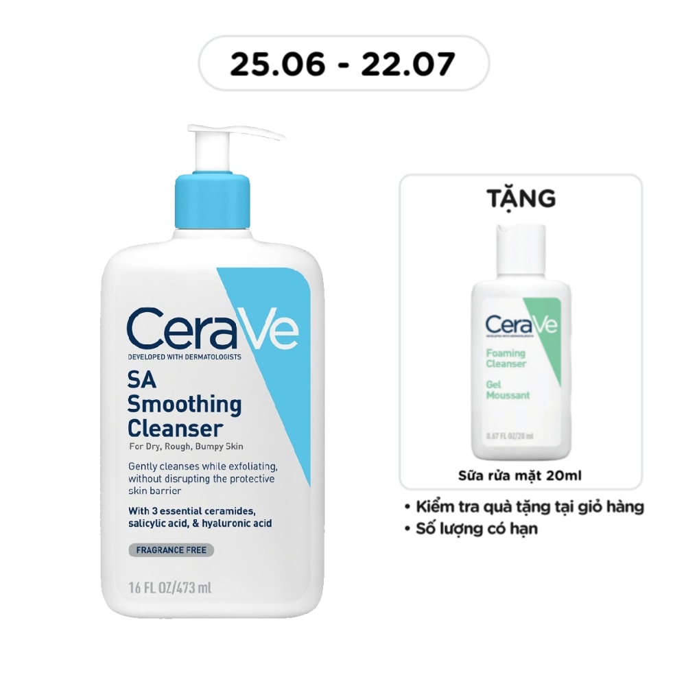 Sữa Rửa Mặt CeraVe SA Smoothing Cleanser Làm Sạch Dịu Nhẹ 473ml