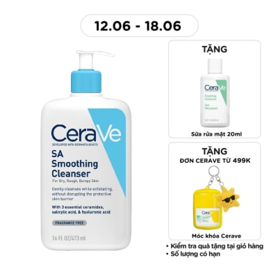 CERAVE - Sữa Rửa Mặt CeraVe SA Smoothing Cleanser Làm Sạch Dịu Nhẹ 473ml