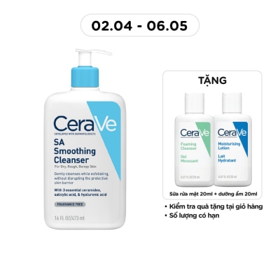 CERAVE - Sữa Rửa Mặt CeraVe SA Smoothing Cleanser Làm Sạch Dịu Nhẹ 473ml
