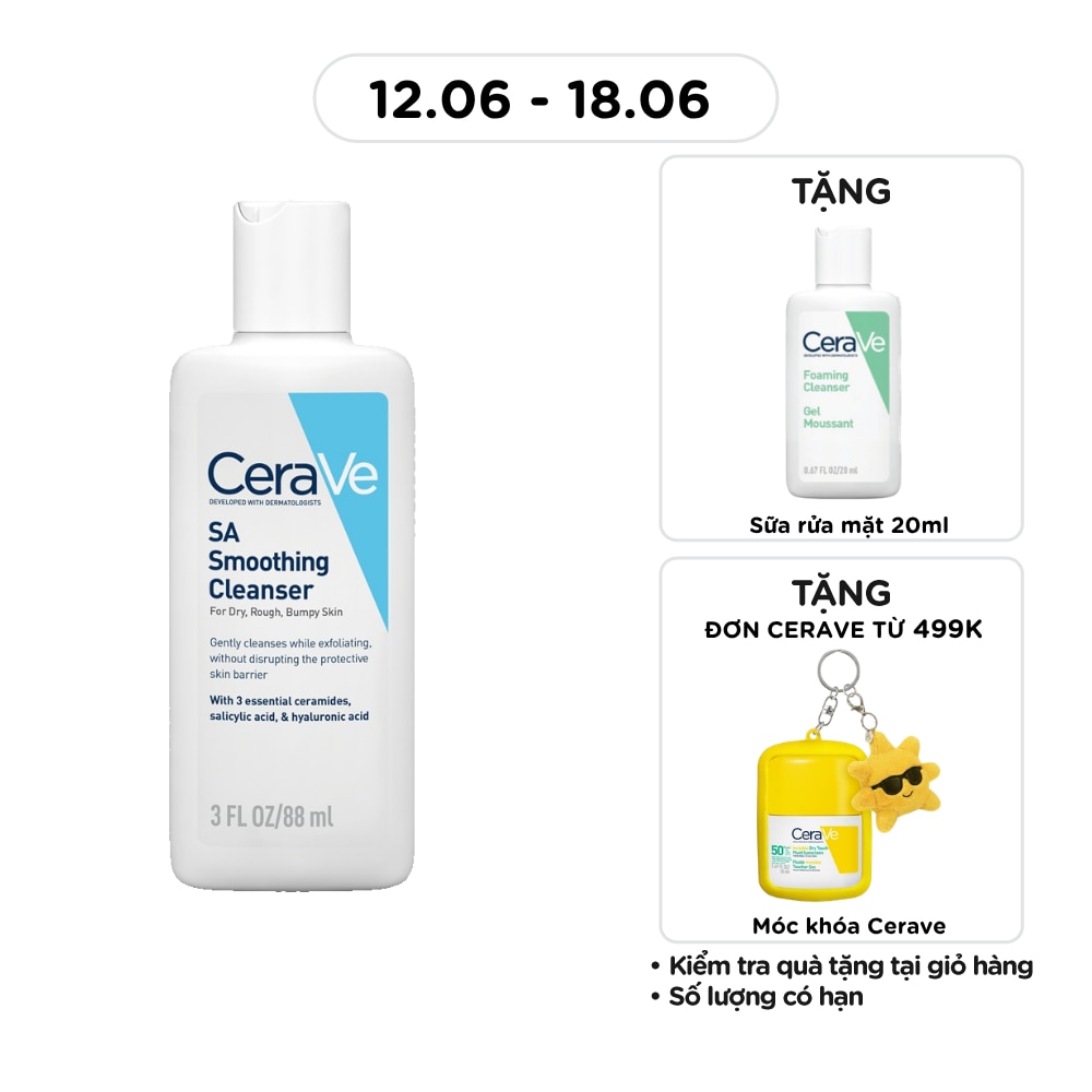 Sữa Rửa Mặt Cerave SA Smoothing Cleanser Làm Sạch Dịu Nhẹ 88ml