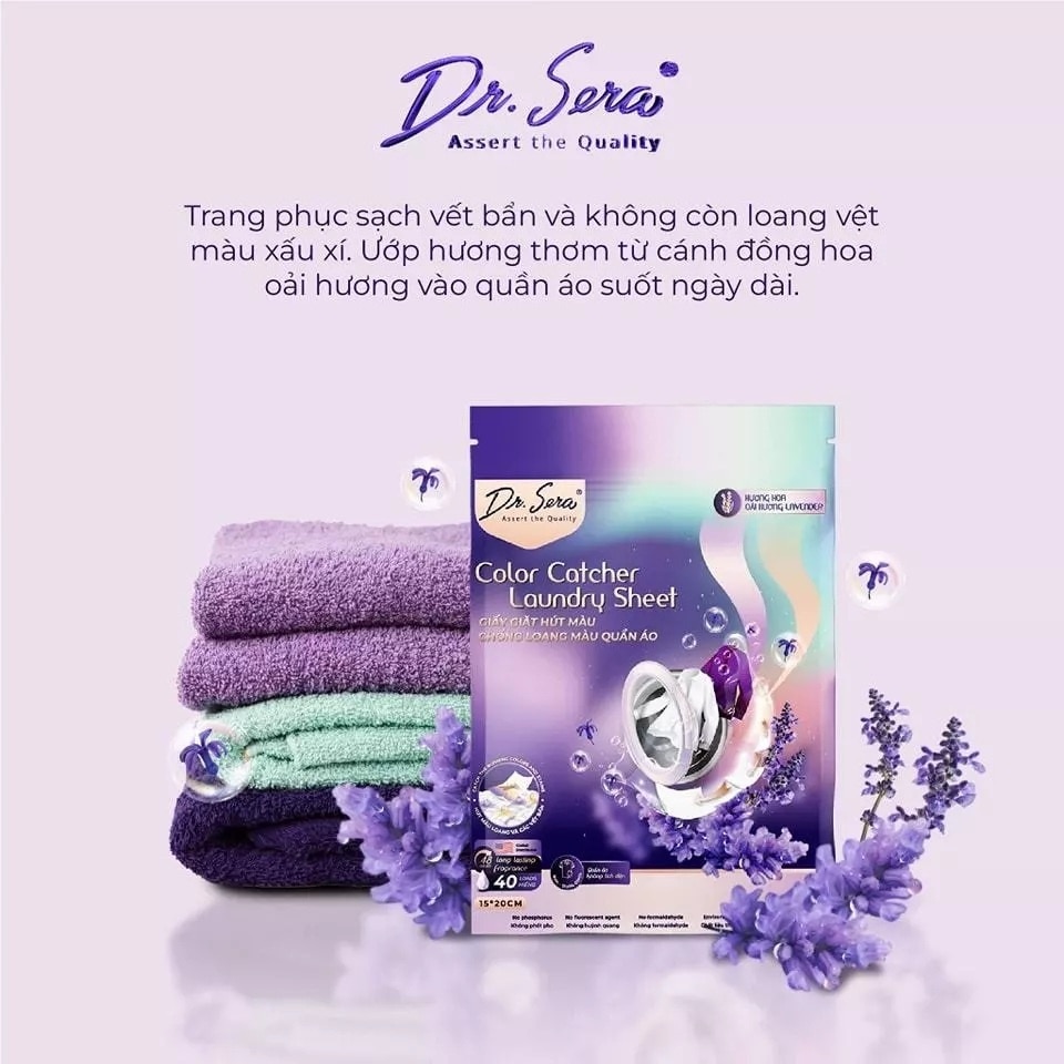 Dr.Sera Color Catcher Laundry Sheet Lavender 40pcs