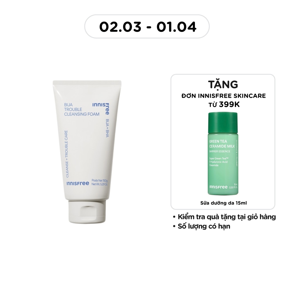 Sữa Rửa Mặt Cho Da Mụn innisfree Bija Trouble Facial Foam 150g
