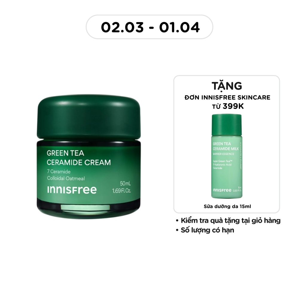Kem Dưỡng Ẩm innisfree Green Tea Ceramide Cream 50ml