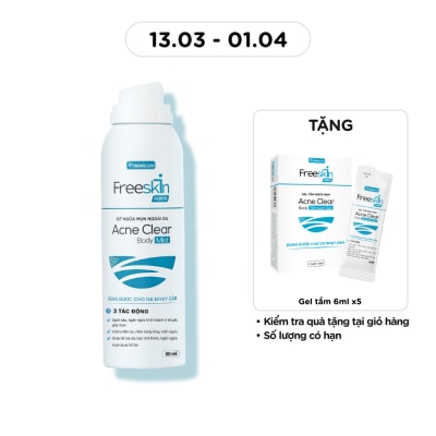 Xịt ngừa mụn ngoài da freeskin forte acne clear body mist dùng cho mụn lưng, mụn cơ thể, viêm nang lông 80ml