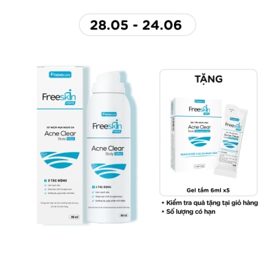 FREESKIN - Xịt Ngừa Mụn Ngoài Da Freeskin Forte Acne Clear Body Mist Dùng Cho Mụn Lưng, Mụn Cơ Thể, Viêm Nang Lông 80ml
