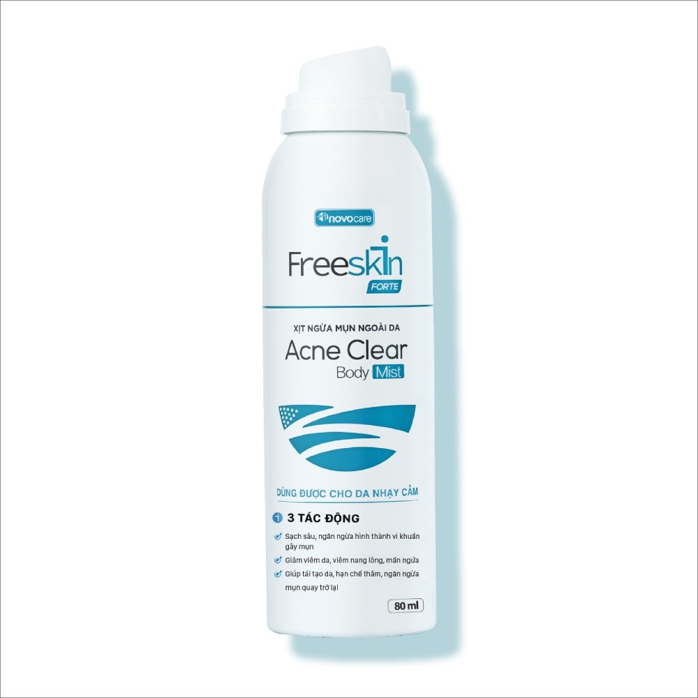Xịt Ngừa Mụn Ngoài Da Freeskin Forte Acne Clear Body Mist Dùng Cho Mụn Lưng, Mụn Cơ Thể, Viêm Nang Lông 80ml