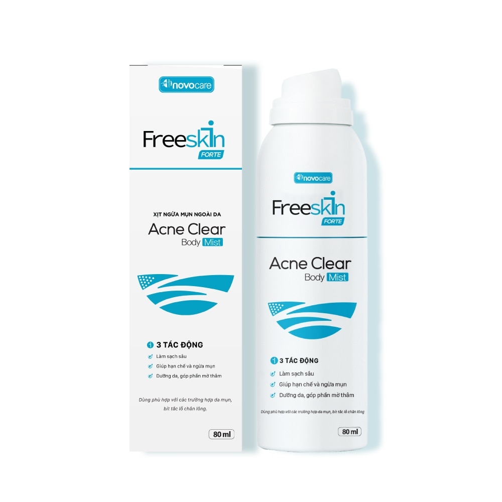 Xịt Ngừa Mụn Ngoài Da Freeskin Forte Acne Clear Body Mist Dùng Cho Mụn Lưng, Mụn Cơ Thể, Viêm Nang Lông 80ml