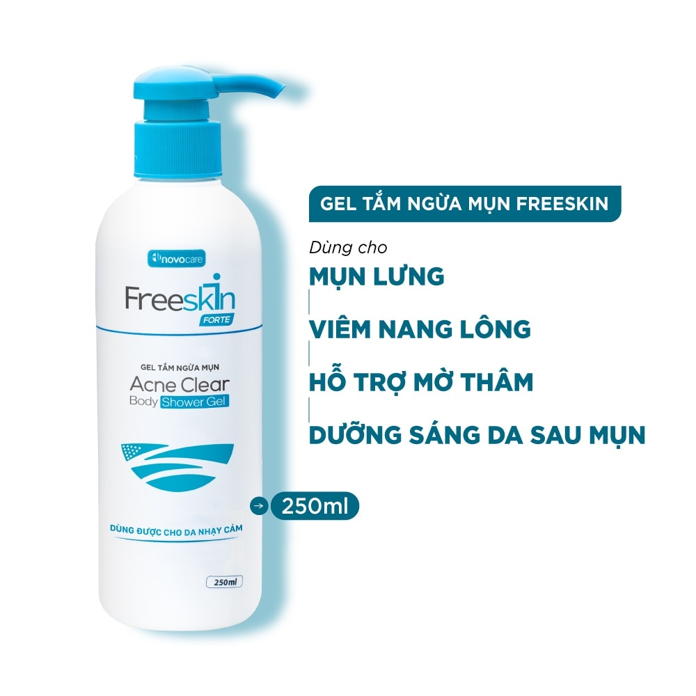Gel Tắm Ngừa Mụn Freeskin Forte Acne Clear Body Shower Gel Dùng Cho Mụn Lưng, Mụn Cơ Thể, Viêm Nang Lông 250g