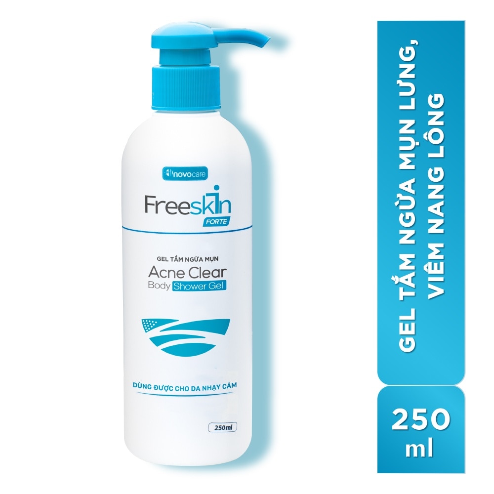 Gel Tắm Ngừa Mụn Freeskin Forte Acne Clear Body Shower Gel Dùng Cho Mụn Lưng, Mụn Cơ Thể, Viêm Nang Lông 250g