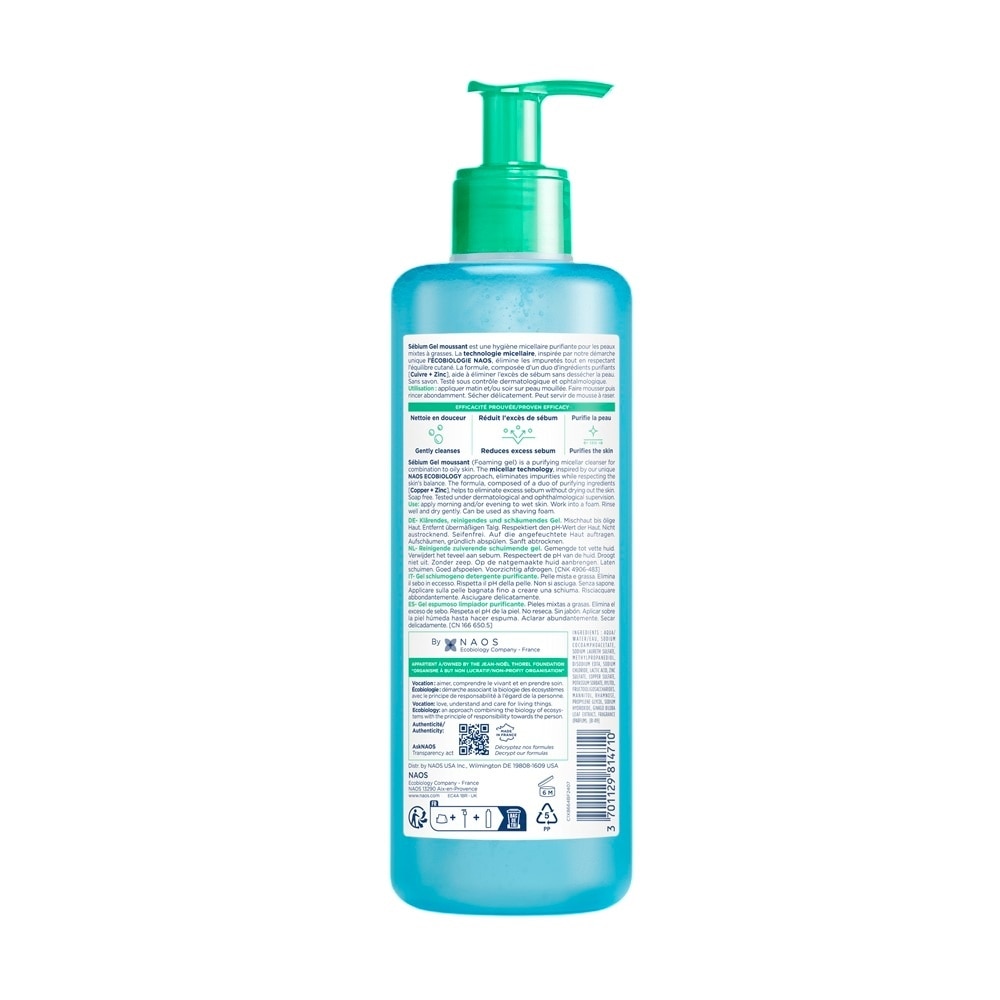 Gel Rửa Mặt Bioderma Sebium Gel Moussant (Pump Bottle) Cho Da Hỗn Hợp Và Da Dầu 400ml