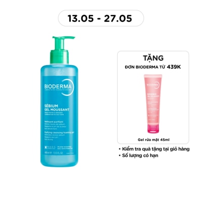 BIODERMA - Gel Rửa Mặt Bioderma Sebium Gel Moussant (Pump Bottle) Cho Da Hỗn Hợp Và Da Dầu 400ml