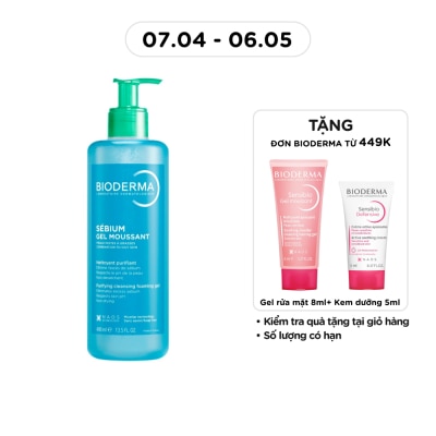 BIODERMA - Gel Rửa Mặt Bioderma Sebium Gel Moussant (Pump Bottle) Cho Da Hỗn Hợp Và Da Dầu 400ml