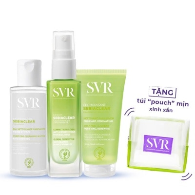 SVR - Sebiaclear Combo (Serum 30ml + Cleansing Water 75ml + Facial Cleansing Gel 55ml + Bag)