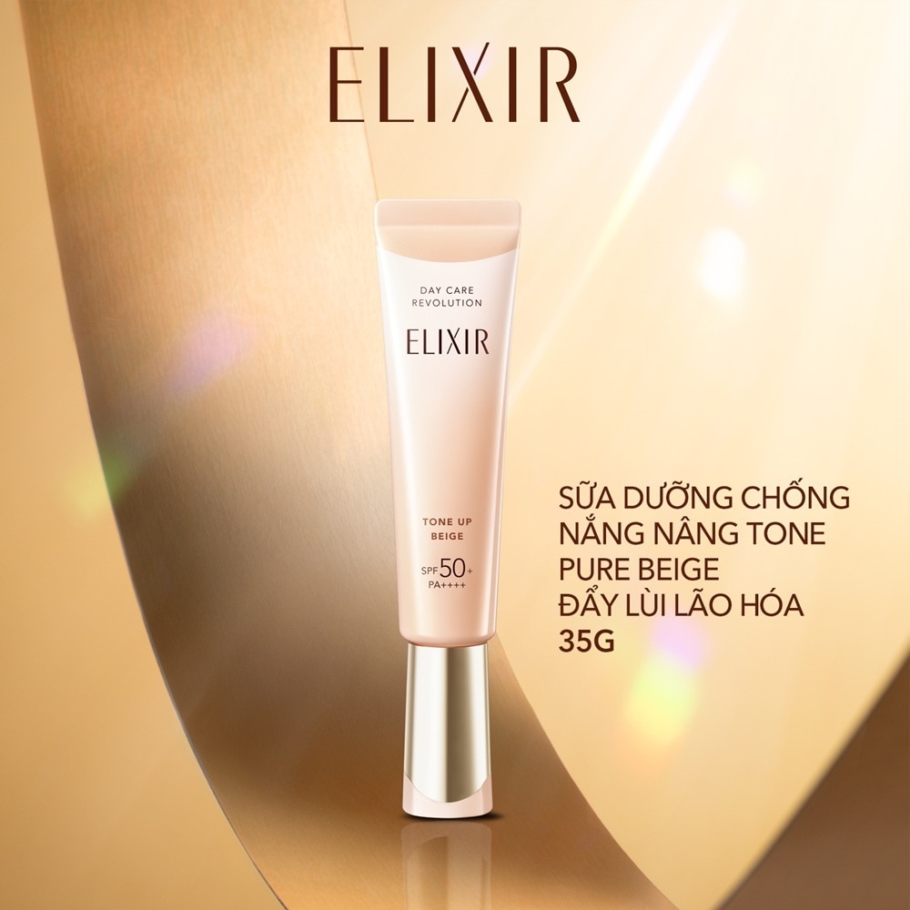 Sữa Dưỡng Chống Nắng Nâng Tông Elixir Day Care Revolution Tone Up Beige SPF50+ PA++++ 35g image