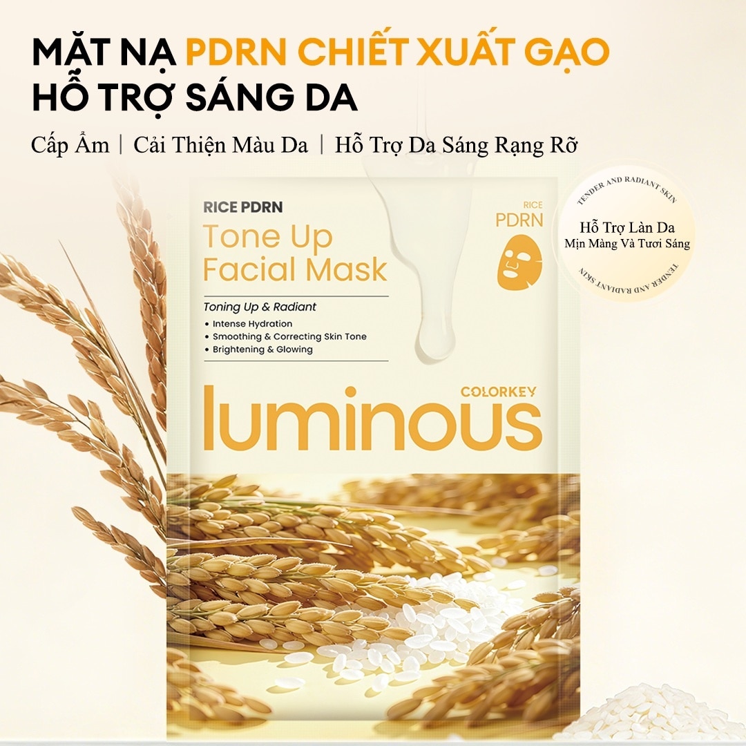 Mặt Nạ Colorkey Luminous Rice PDRN Tone Up Facial Mask 25ml