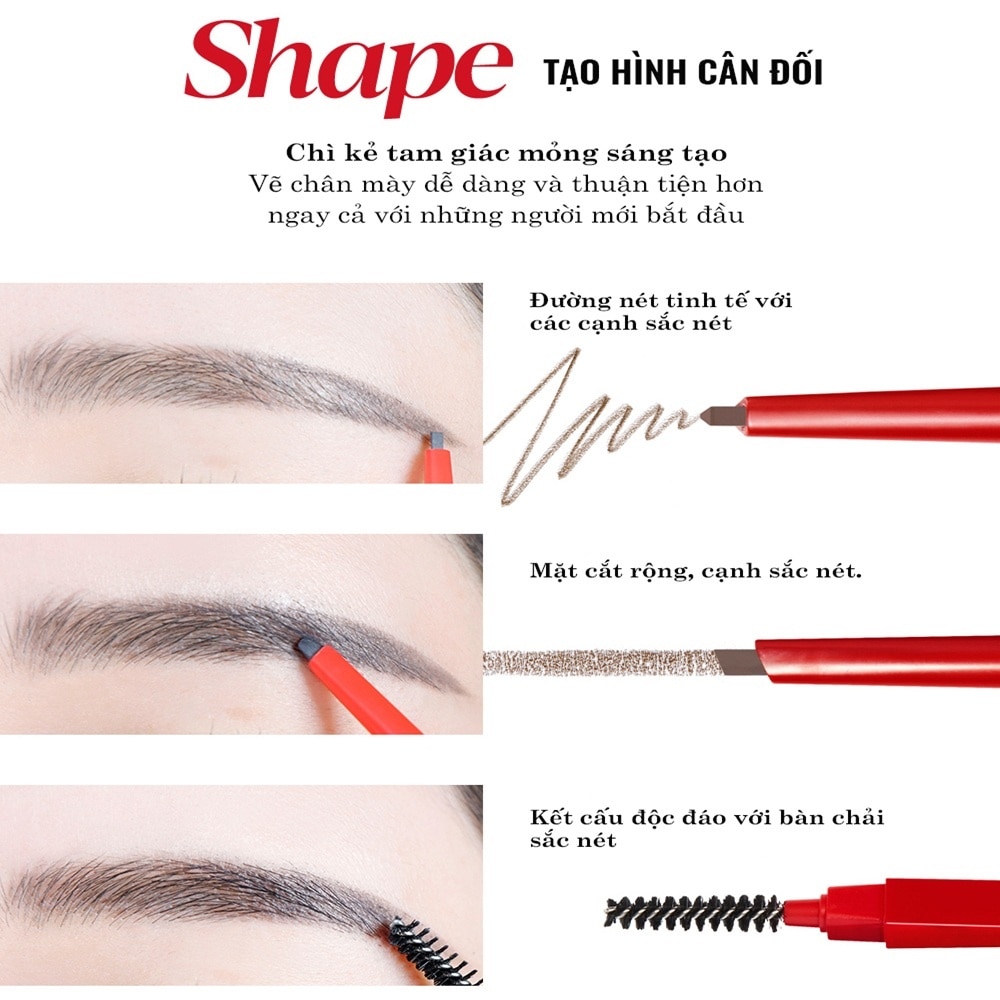 Chì Kẻ Mày Espoir The Brow Balance Pencil 0.1g .#3 Soft Brown