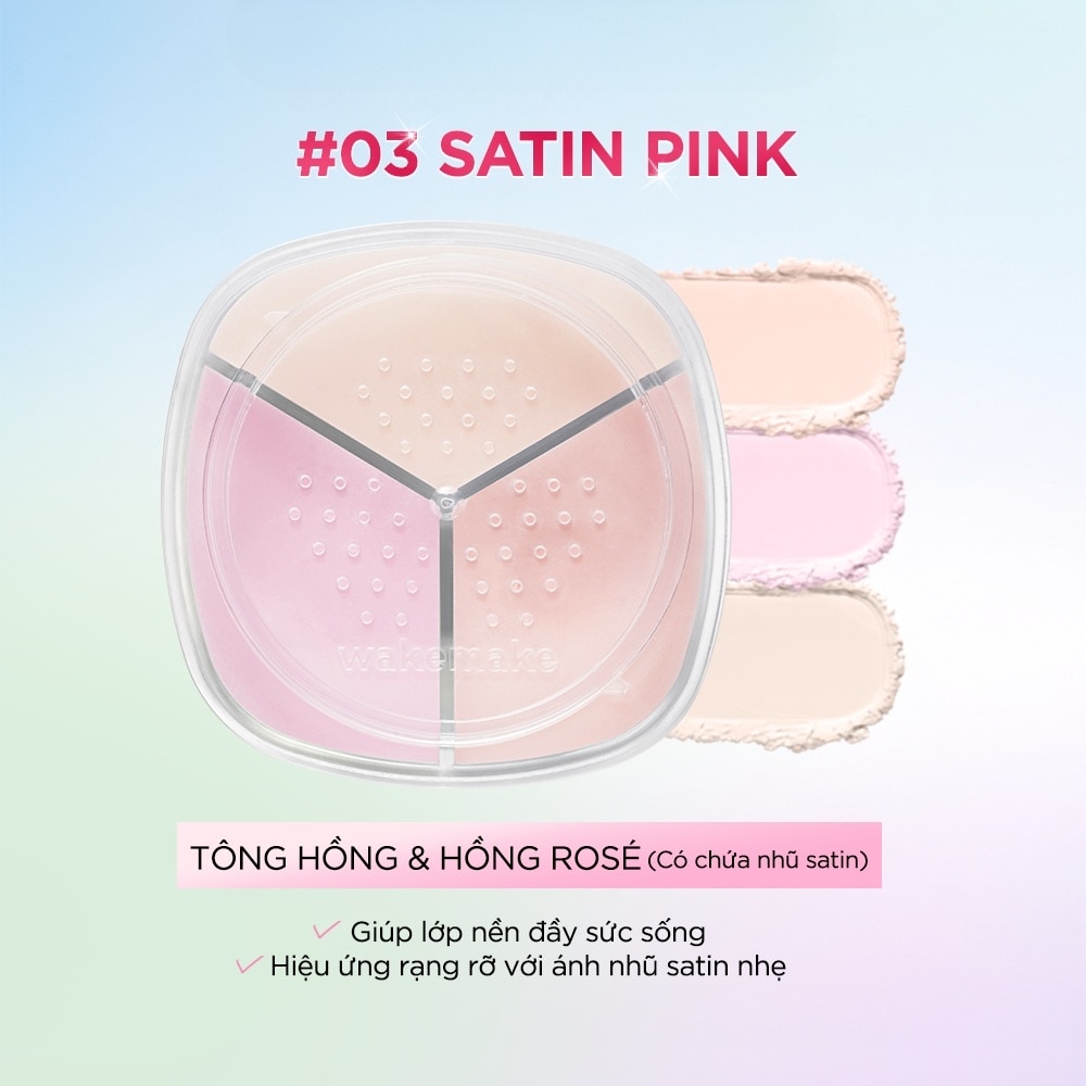 Phấn Phủ Dạng Bột Wakemake Stay Fixer Multi Color Powder 4g .#03 Satin Pink image