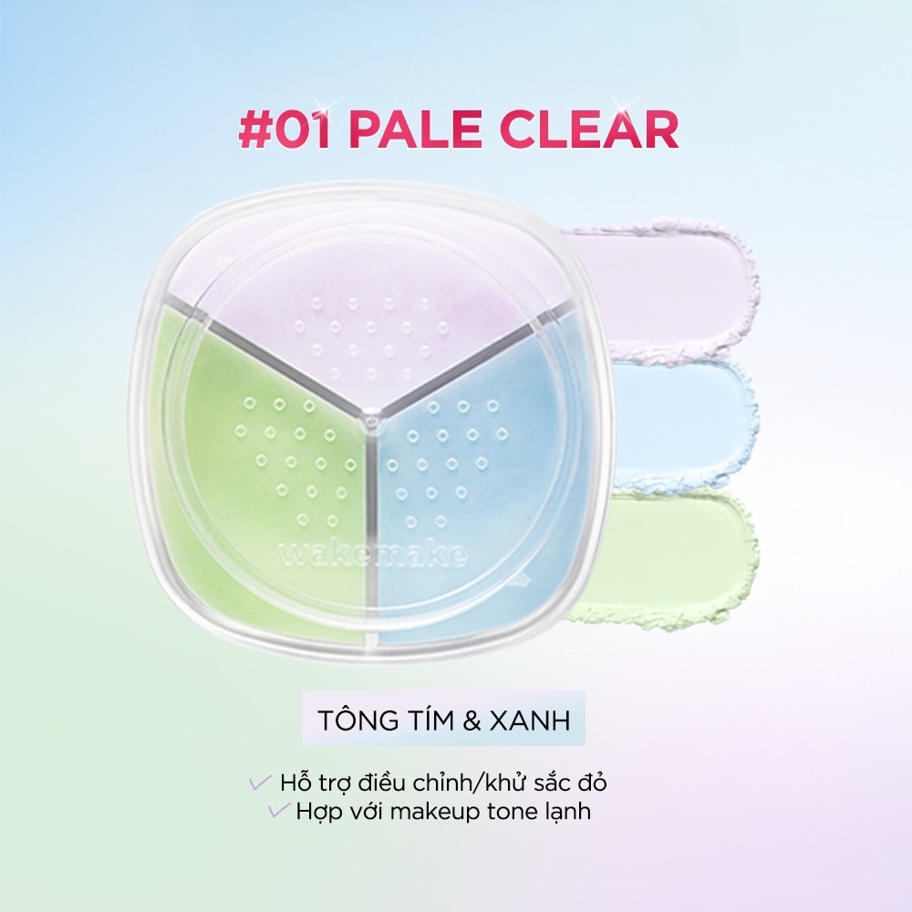 Phấn Phủ Dạng Bột Wakemake Stay Fixer Multi Color Powder 4g .#01 Pale Clear image