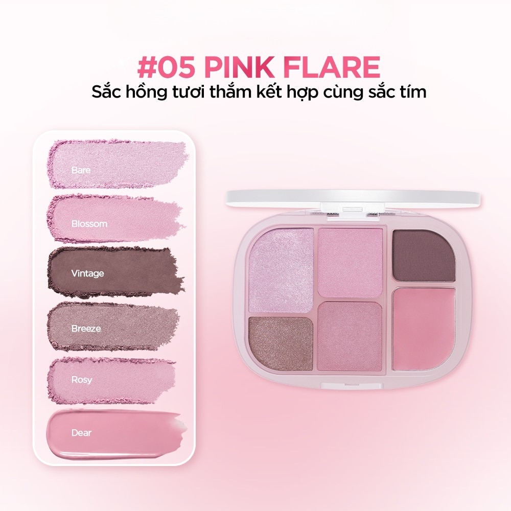 Bảng Phấn Mắt 6 ô Wakemake Soft Sheer Multi Palette 6.1g .#05 Pink Flair image