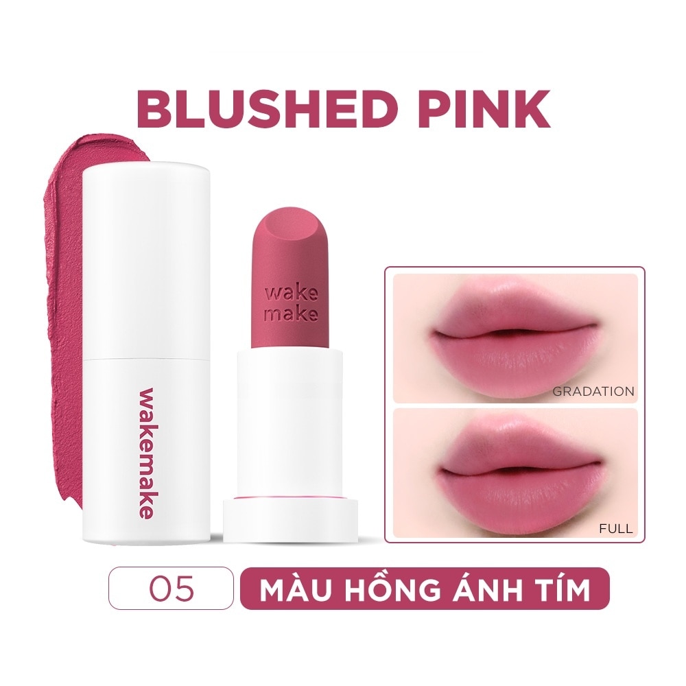 Son Thỏi Wakemake Soft Blurring Balm Stick 3.5g .#05 Blushed Pink