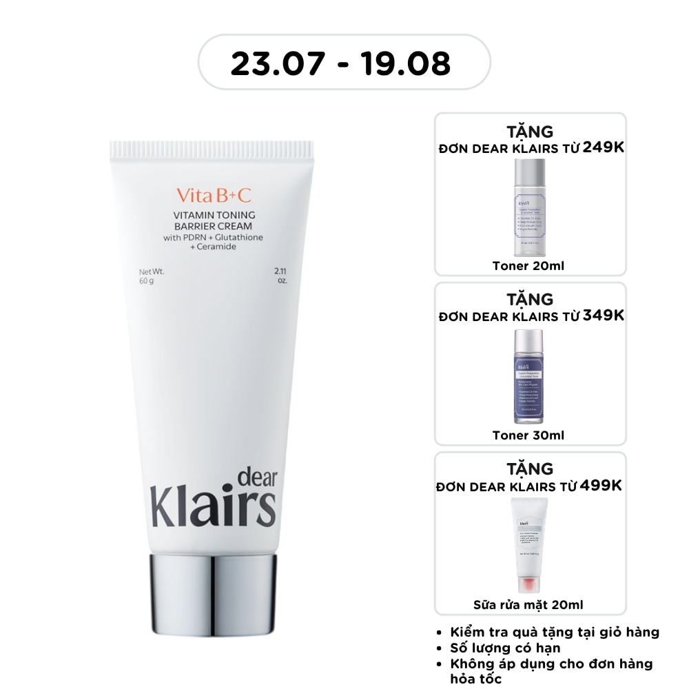 Kem Dưỡng Dear Klairs Vitamin Toning Barrier Cream 60g