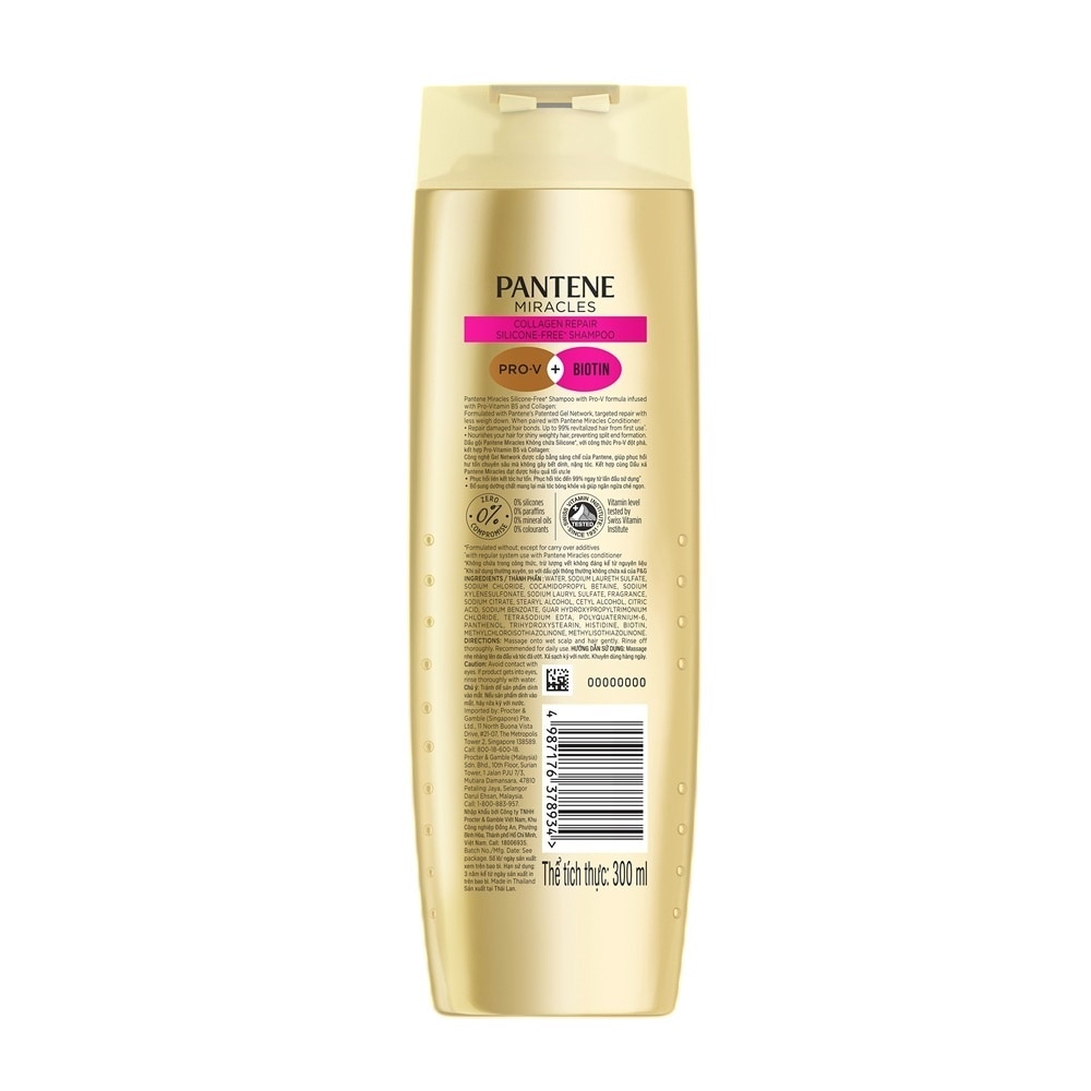 Pantene Miracles Biotin Strength Silicone-Free Shampoo 300ml