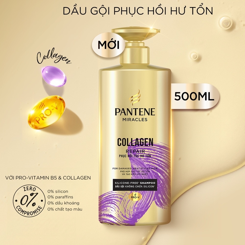 Pantene Miracles Collagen Repair Silicone-Free Shampoo 500ml