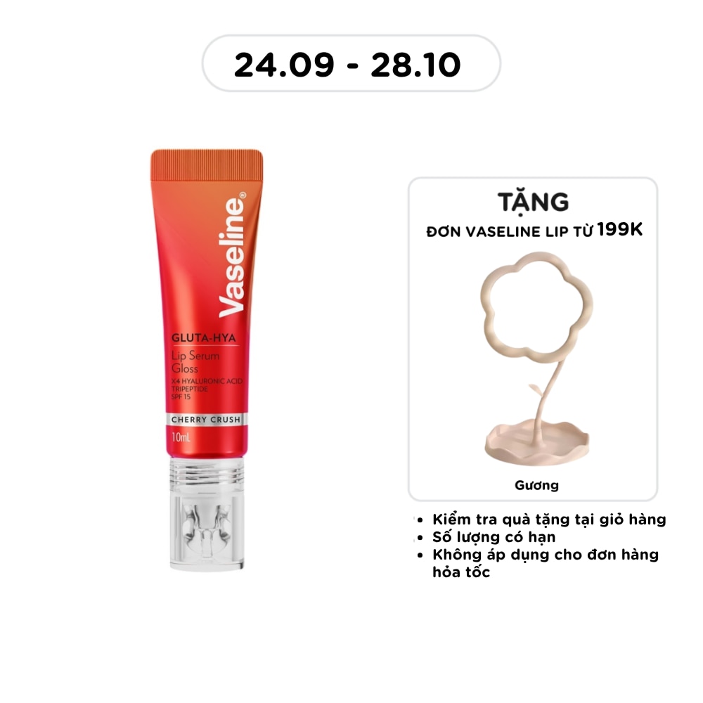 Son Dưỡng Tinh Chất Vaseline Gluta-Hya Lip Serum Gloss 10ml (Môi Căng Mọng Hồng Hào Chuẩn Watsons)