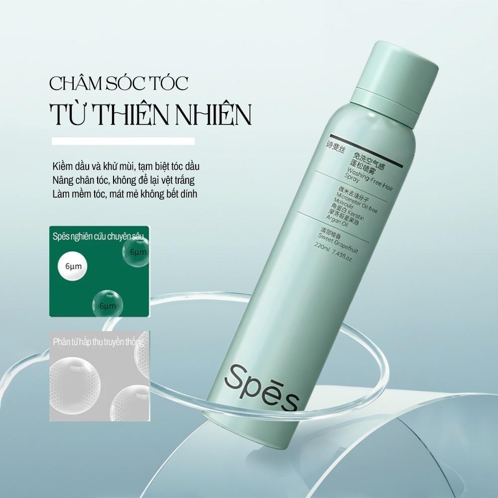 Dầu Gội Khô Spes Washing-Free Hair Spray (Sweet grapefruit) 220ml