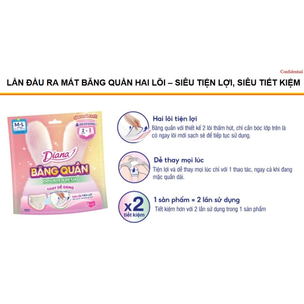 Băng Vệ Sinh Dạng Quần Diana DoubleFreshSize M-L 2Chiếc