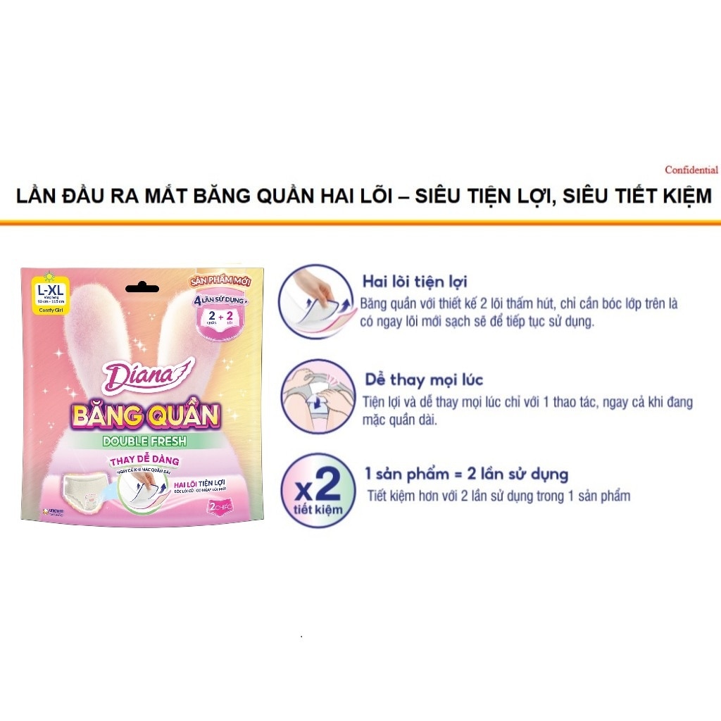 Diana Panty Pads DoubleFreshSize L-XL 2Chiếc