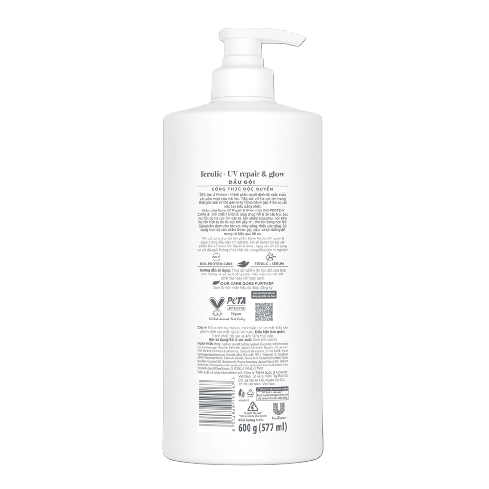 Dầu Gội Dove Ferulic + UV Repair & Glow 600g