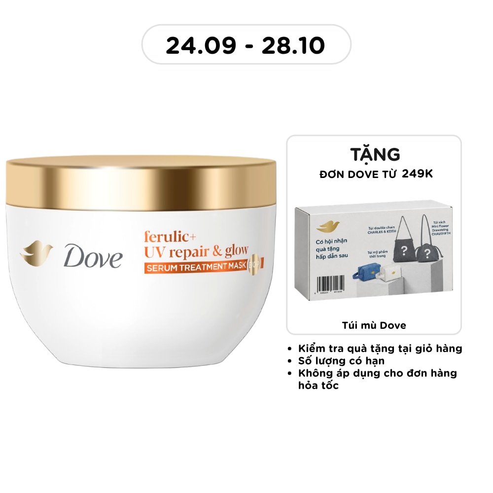 Kem Ủ Tóc Dove Ferulic+ UV Repair & Glow Damage Therapy Serum Treatment Mask 300ml image
