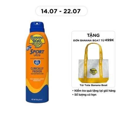BANANA BOAT - Xịt Chống Nắng Banana Boat Sport Ultra Sunscreen Continuous Spray SPF65 PA++++ 170g