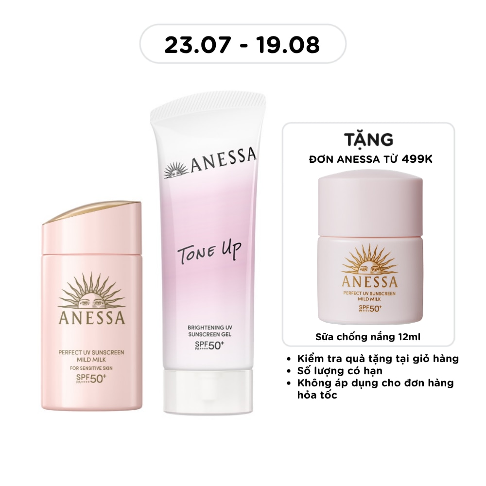 Combo Chống Nắng Anessa (Sữa Chống Nắng Cho Da Nhạy Cảm 60ml + Gel Chống Nắng Nâng Tông 90g)