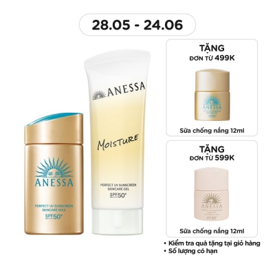 ANESSA - Combo Chống Nắng Anessa (Sữa Chống Nắng Dưỡng Da Kiềm Dầu 60ml + Gel Chống Nắng 90g)