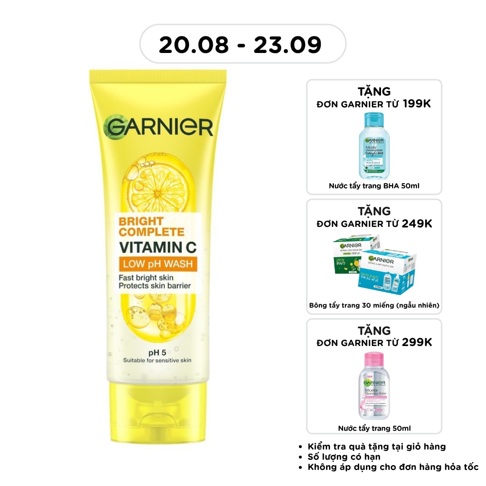 Sữa Rửa Mặt Sáng Da Garnier Bright Complete Vitamin C Low pH Wash 100ml image