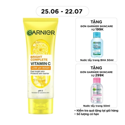 GARNIER - Sữa Rửa Mặt Sáng Da Garnier Bright Complete Vitamin C Low pH Wash 100ml