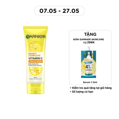 GARNIER - Sữa Rửa Mặt Sáng Da Garnier Bright Complete Vitamin C Low pH Wash 100ml
