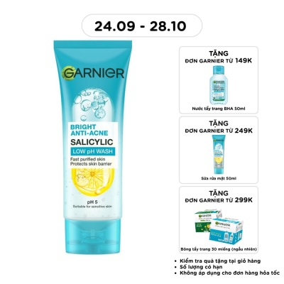 GARNIER Garnier Bright Anti Acne Salicylic Low pH Wash 100ml image