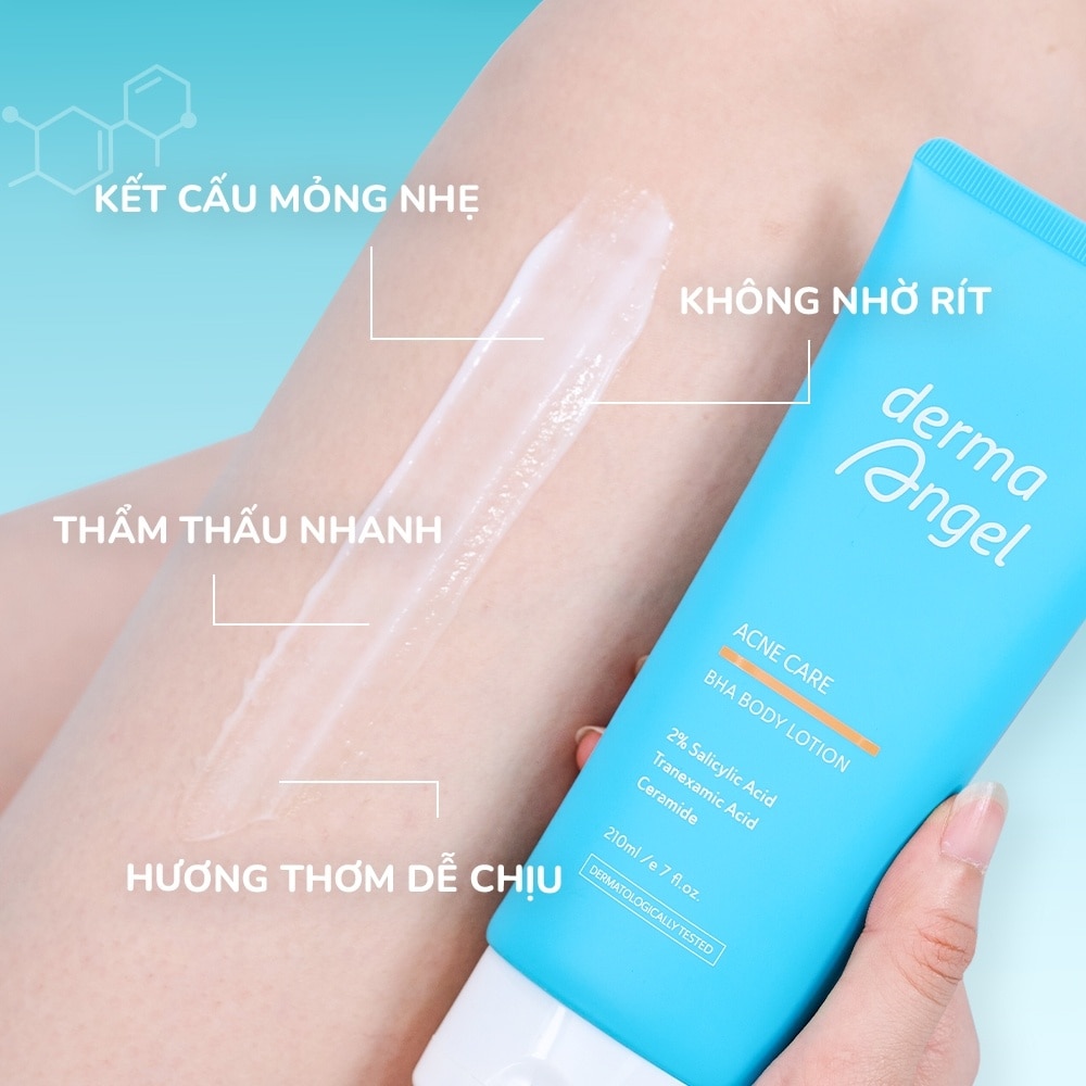 Kem Dưỡng Thể Giảm Mụn DermaAngel Acne Care BHA Body Lotion 210ml