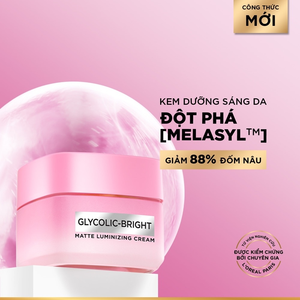 Kem Dưỡng Sáng Da L'Oréal Paris Glycolic-Bright Matte Luminizing Cream 30ml
