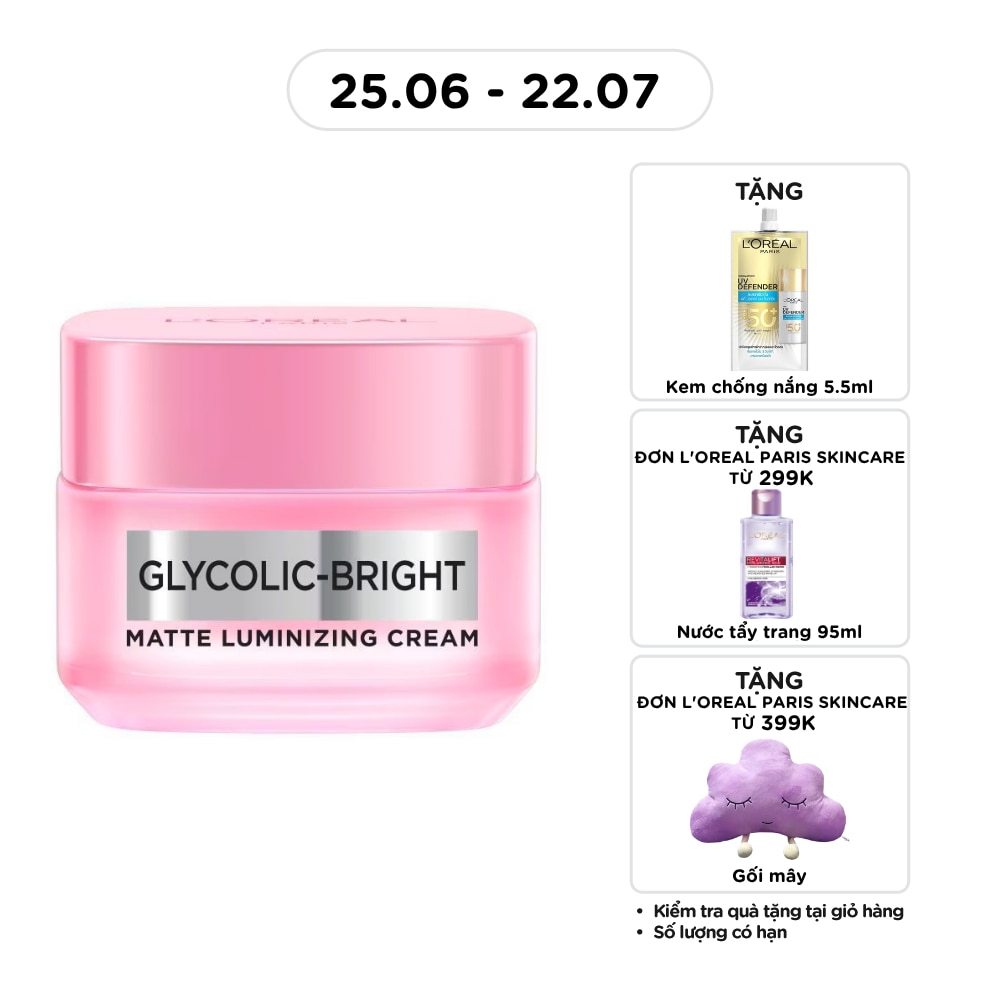 Kem Dưỡng Sáng Da L'Oréal Paris Glycolic-Bright Matte Luminizing Cream 30ml