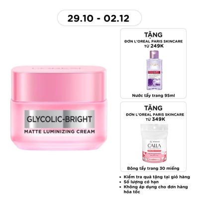 L'OREAL PARIS Kem Dưỡng Sáng Da L'Oréal Paris Glycolic Bright Matte Luminizing Cream 30ml image
