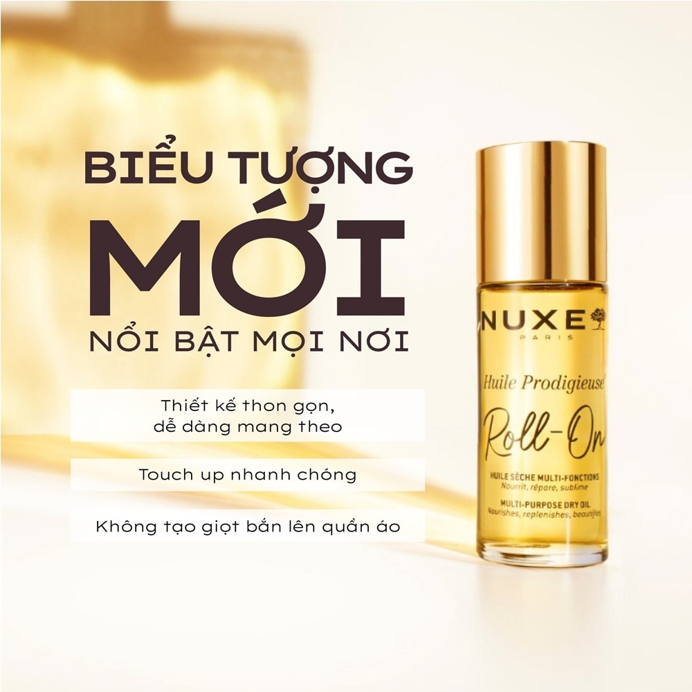 Dầu Khô Đa Năng Dạng Lăn Nuxe Huile Prodigieuse Roll-On Multi-Purpose Dry Oil 60ml