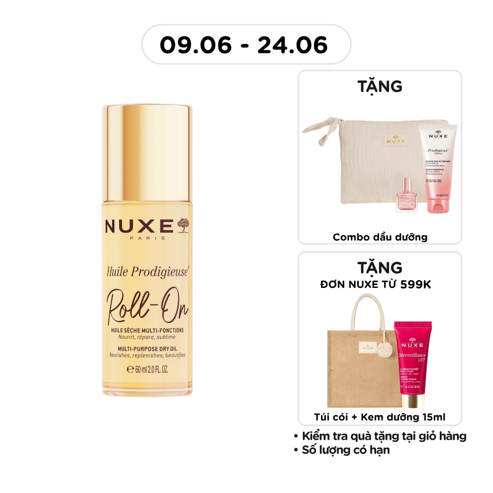 Dầu Khô Đa Năng Dạng Lăn Nuxe Huile Prodigieuse Roll-On Multi-Purpose Dry Oil 60ml